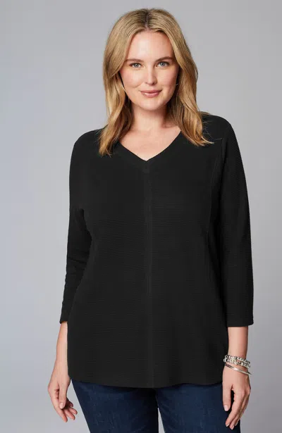 Jjill J.jill Wearever Double V-neck Ottoman Top In Black