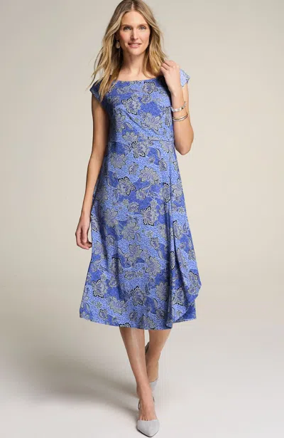 Jjill J.jill Wearever Draped A-line Dress In Clearwater Exquisite Floral
