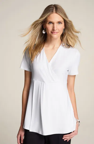 Jjill J.jill Wearever Draped-neck Wrap-front Top In White