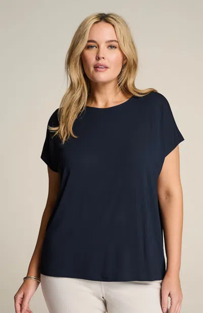 Jjill J.jill Wearever Easy Cap-sleeve Tee In Navy Blue