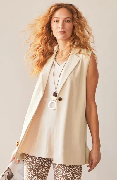 Jjill J.jill Wearever Easy-care Blazer Vest In Dark Oatmeal