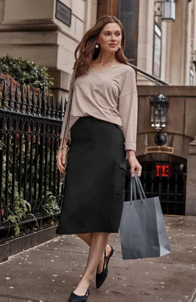 Jjill J.jill Wearever Easy-care Cargo Pull-on Skirt In Black