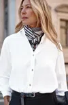 Jjill J.jill Wearever Easy-care Satin Button-front Shirt In White