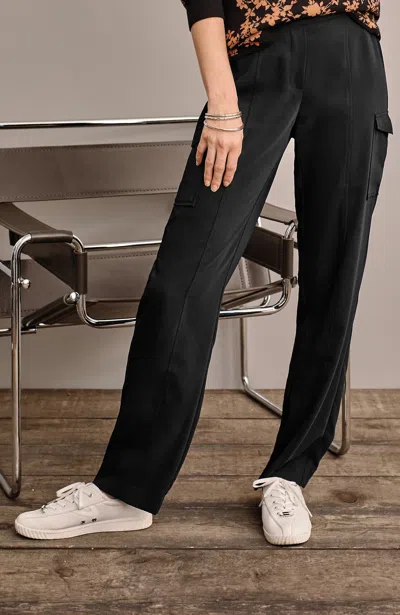 Jjill J.jill Wearever Easy-care Straight-leg Cargo Trousers In Black