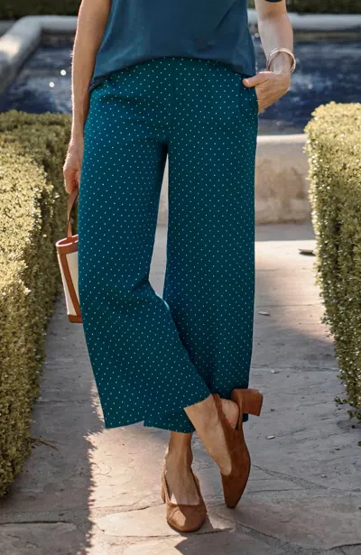 Jjill J.jill Wearever Easy-care Woven Wide-leg Crops In Atlantic Mini Dots