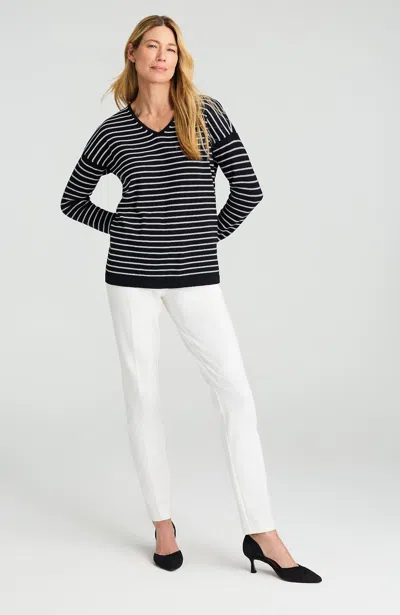 Jjill J.jill Wearever Fine-gauge Striped Sweater In Black