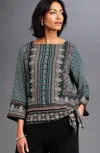 Jjill J.jill Wearever Foulard-print Tied-hem Blouse