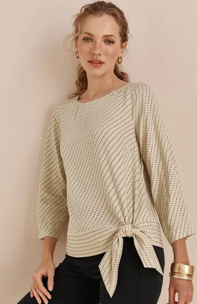 Jjill Wearever Foulard-print Tied-hem Blouse In Neutral