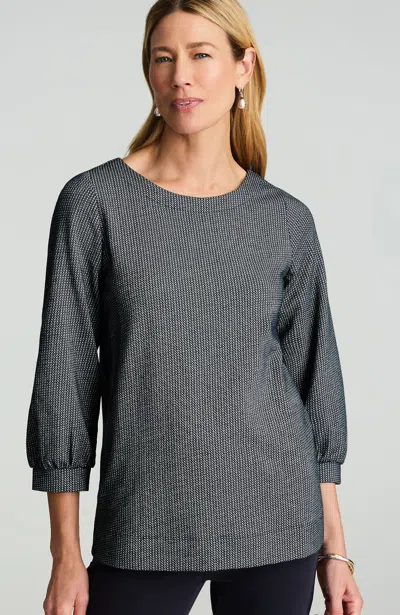 Jjill J.jill Wearever Jacquard Cuffed Top In Black