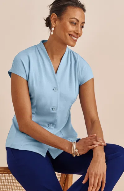 Jjill Wearever Knit Button-front Top In Blue