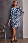 Jjill J.jill Wearever Knit Pleat-back Dress In Blue Heron Shadow Bloom