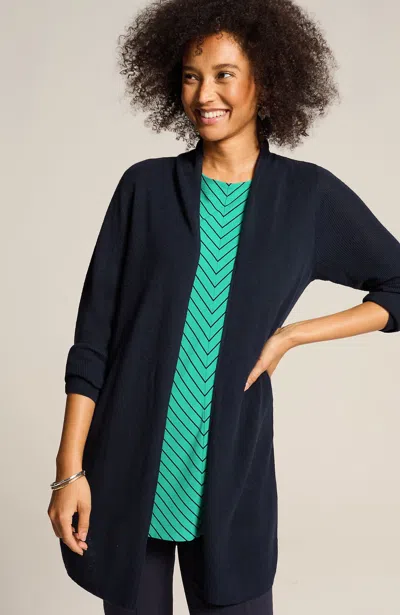Jjill J.jill Wearever Lightweight Shawl-collared Cardi In Navy Blue