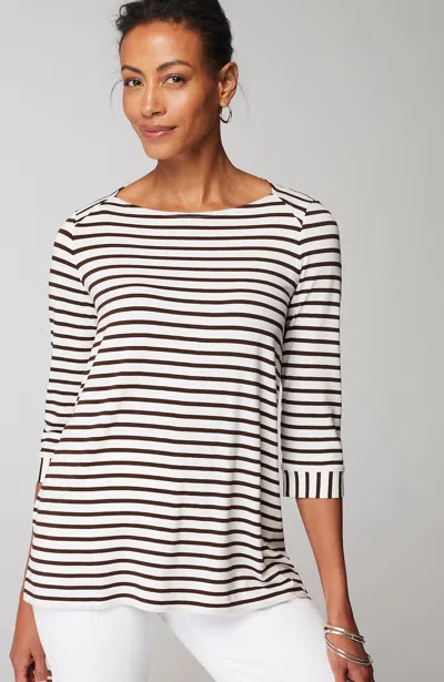 Jjill J.jill Wearever Mixed-stripes Top In White,kona