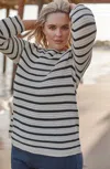 Jjill J.jill Wearever Open-textured Stripe Sweater In Cream,navy Blue