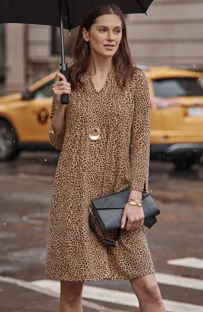 Jjill J.jill Wearever Pintucked Leopard Dress