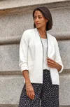Jjill J.jill Wearever Piped-trim Blazer In Cream,black