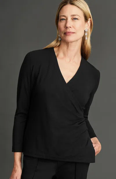 Jjill J.jill Wearever Pleated-waist Top In Black