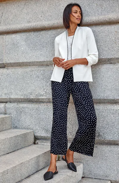 Jjill J.jill Wearever Plissé Wide-leg Crops In Black Scattered Dots