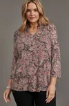 Jjill J.jill Wearever Princess-seamed Top In Black Small Blurred Paisley