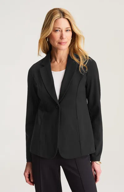 Jjill Wearever Sculpted-knit Button-front Blazer In Black