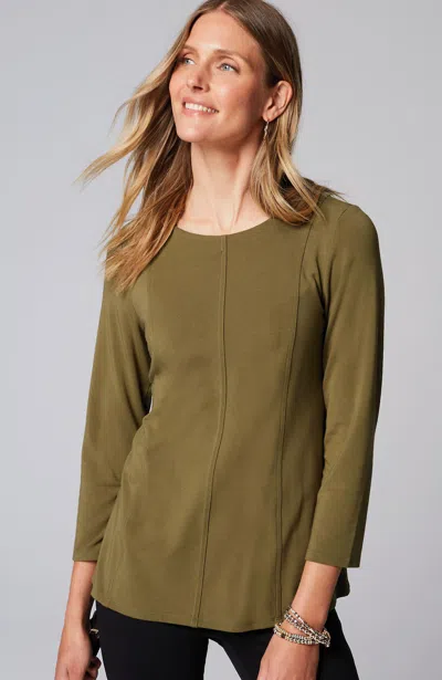 Jjill J.jill Wearever Seamed Peplum Top In Spanish Olive