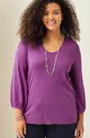 Jjill J.jill Wearever Silk-blend Blouson-sleeve Sweater In Wineberry
