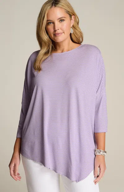 Jjill J.jill Wearever Slub-knit Asymmetric Dipped-hem Top In Multi