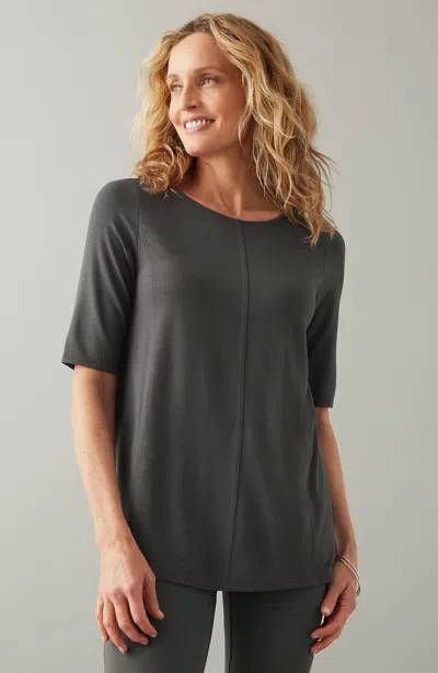 Jjill J.jill Wearever Slub-knit Elliptical-hem Top In Grey Lead