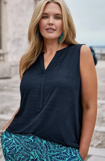 Jjill J.jill Wearever Slub-knit Split-neck Tank