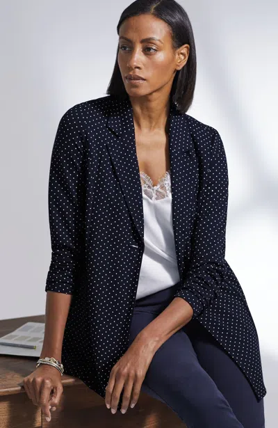 Jjill J.jill Wearever Soft Blazer In Navy Blue Classic Pindot