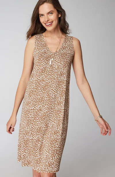 Jjill J.jill Wearever Soft-v-neck A-line Dress In Branch Elegant Leopard