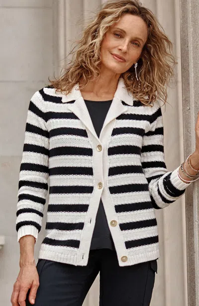 Jjill J.jill Wearever Textured Collared Cardi In Barley,black