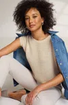 Jjill J.jill Wearever Textured Short-sleeve Pullover In Moonbeam Heather