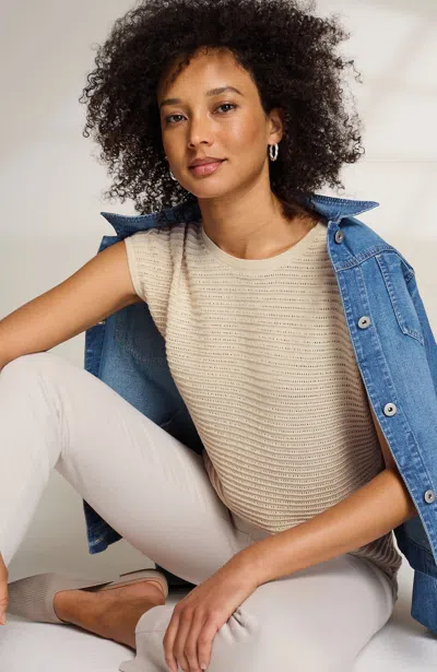 Jjill J.jill Wearever Textured Short-sleeve Pullover In Moonbeam Heather