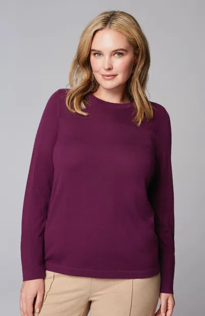Jjill J.jill Wearever Textured-yoke Merino Sweater In Claret