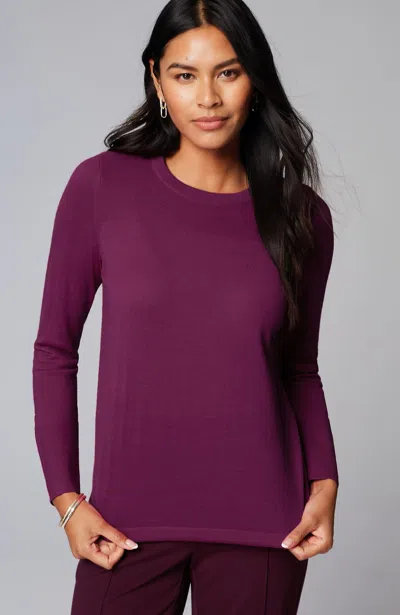 Jjill J.jill Wearever Textured-yoke Merino Sweater In Claret