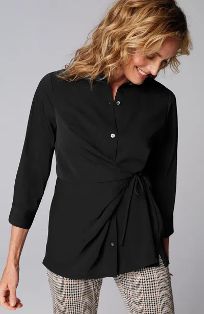 Jjill J.jill Wearever Tie-front Shirt In Black