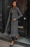 Jjill J.jill Wearever Tweed Fringed Topper In Black Multi
