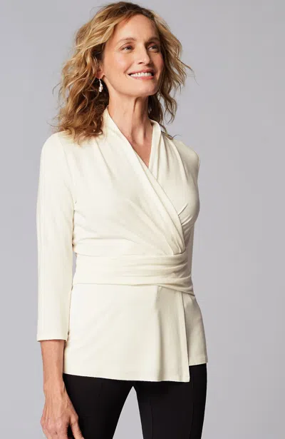 Jjill J.jill Wearever V-neck Draped-waist Top In Cream