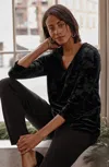 Jjill J.jill Wearever Velvet Burnout Top In Black Nouveau Vines