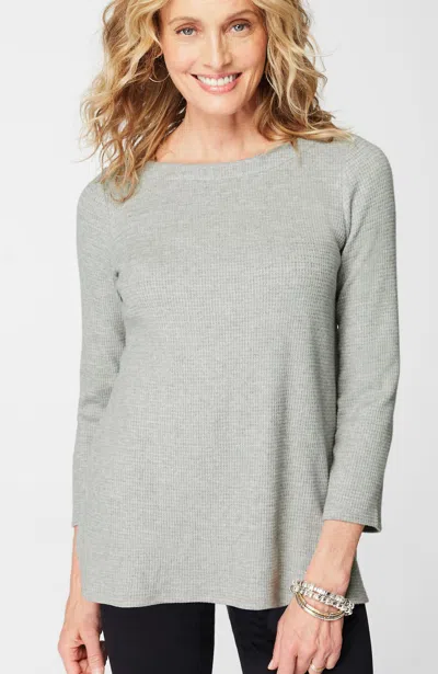 Jjill J.jill Wearever Waffle-textured Boat-neck Top In Grey Multi
