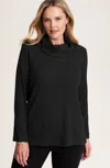Jjill J.jill Wearever Waffle-textured Cowl-neck Top In Black