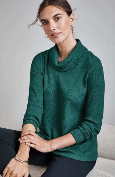 Jjill J.jill Wearever Waffle-textured Cowl-neck Top In Blue