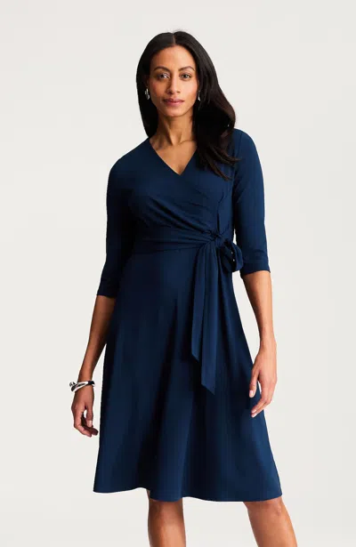 Jjill Wearever Wrap-style V-neck Dress In Blue