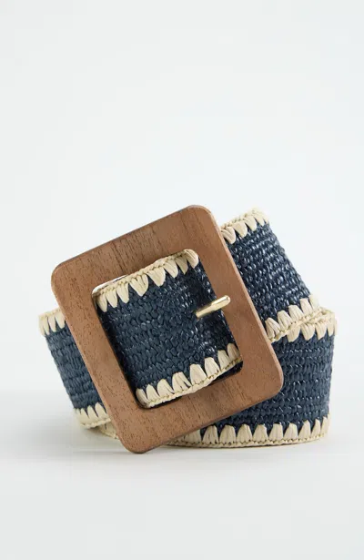 Jjill Whipstitch Stretch Straw Belt In Blue