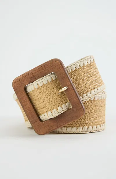 Jjill Whipstitch Stretch Straw Belt In Brown