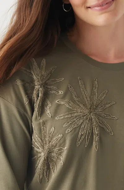 Jjill J.jill Wildflower Embroidered Sweatshirt In Dusty Olive