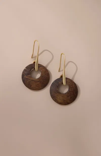 Wooden Cutout Earrings In Brown from J. Jill