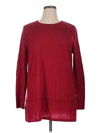 Pre-owned Jjill Wool Pullover Sweater In Burgundy