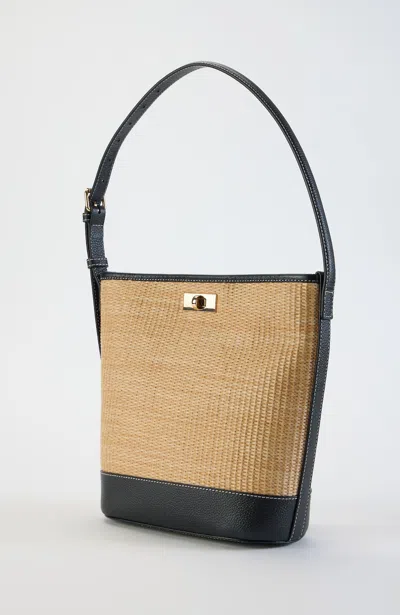 Jjill Woven Textured Bucket Bag In Black